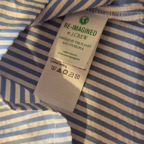 Crewcuts double-ruffle seersucker blue And White Stripes Blouse Shirt - Picture 6 of 7